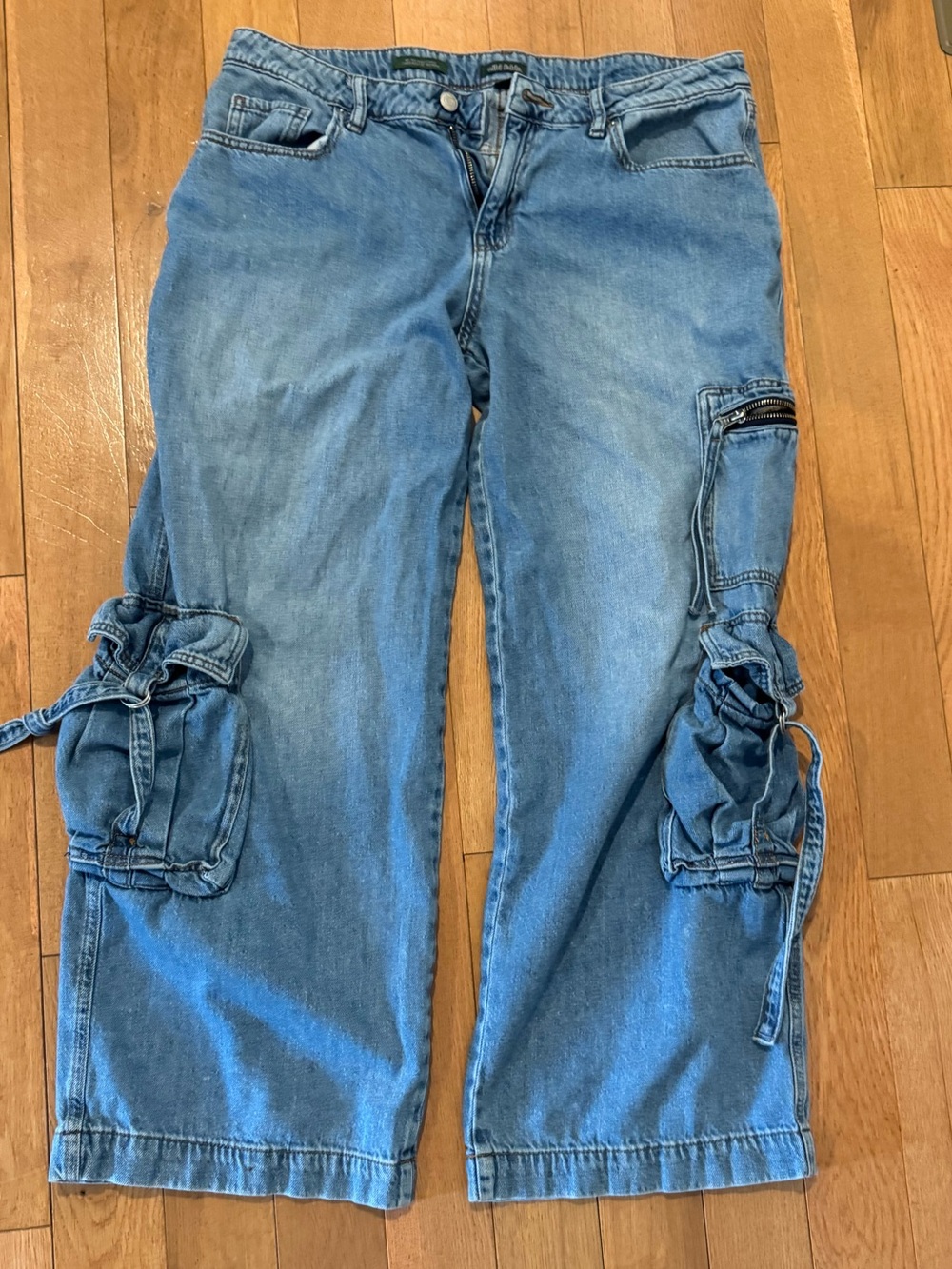 wild fable Light Blue Wide Leg Cargo Jeans